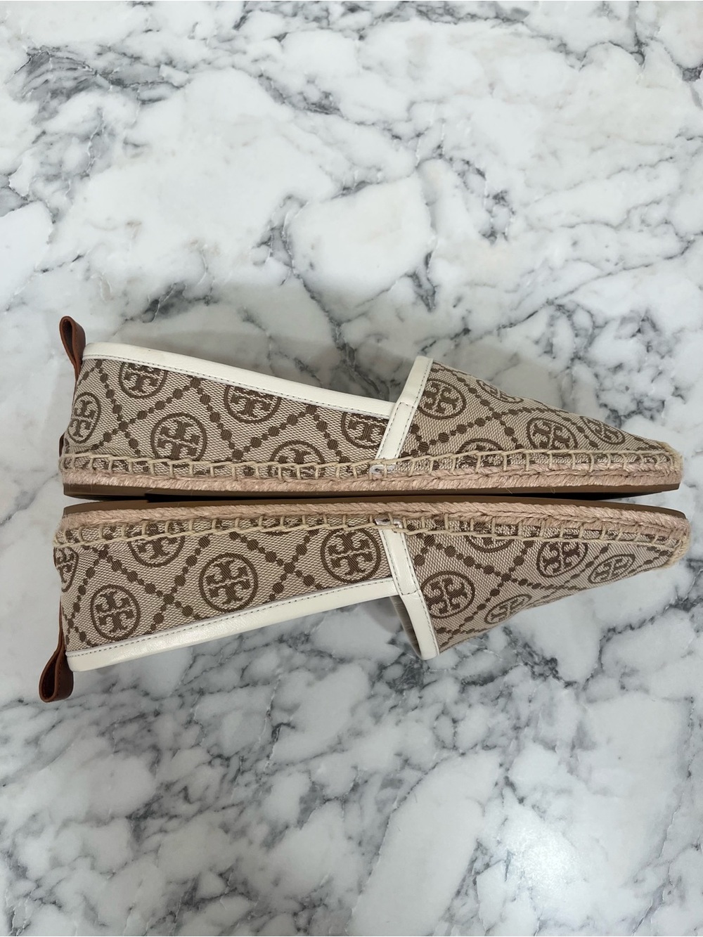 Tory Burch T Monogram Espadrille Flats Shoes Tan Brown 9.5 - Picture 4 of 8